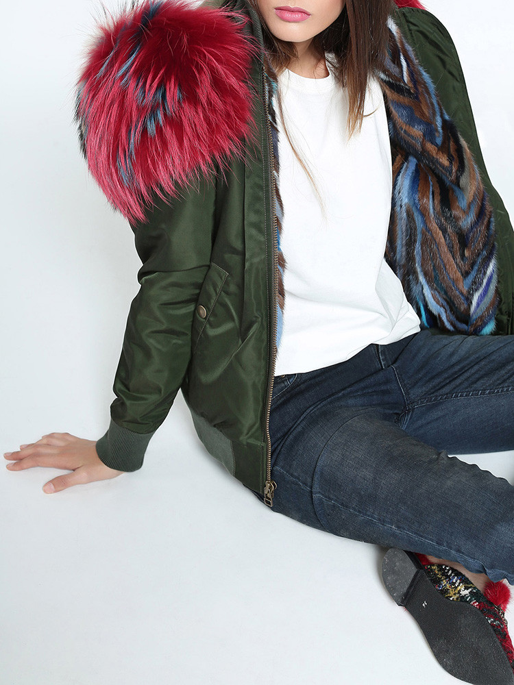 mr&mrs italy bb054 纽约风修身版皮草衬里飞行员夹克