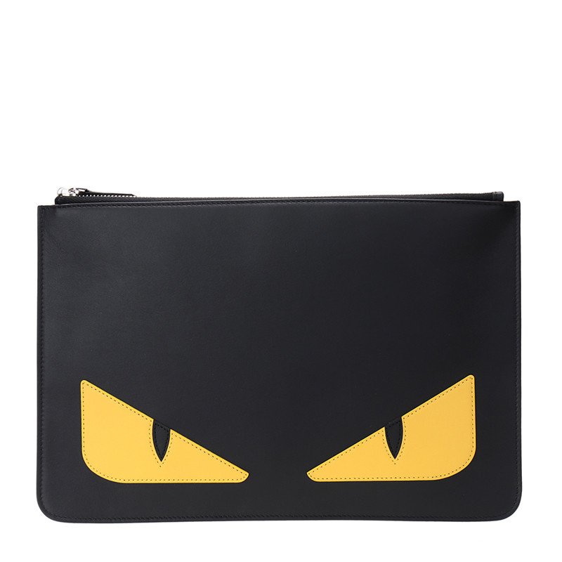 【包税】fendi/芬迪 男士黑色小怪兽牛皮手拿包 7n0078-o73-f0wad-0