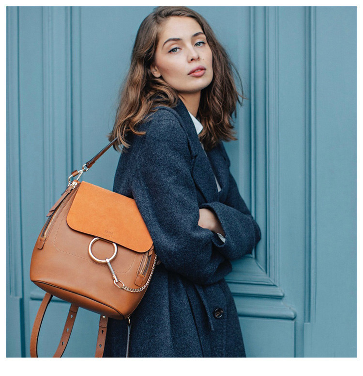 【包税】chloe蔻依小号faye焦糖色女士手提双肩包 棕色