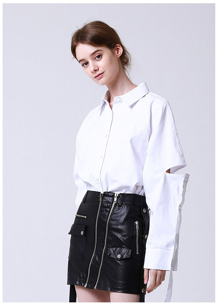 wunder geist 宽松款插肩袖白色女士衬衫