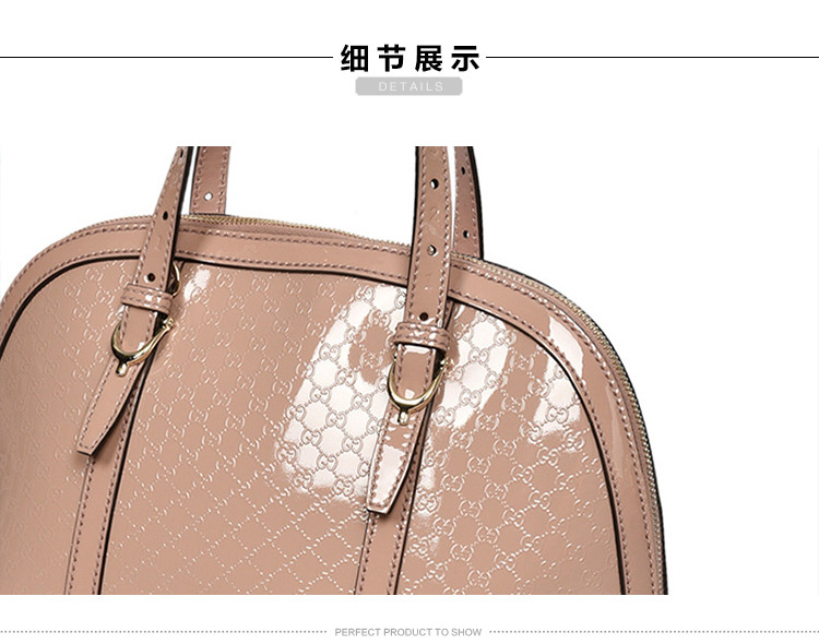 【包税】gucci/古驰 女士绛粉色logo漆皮提挎两用包 20170720绛粉色