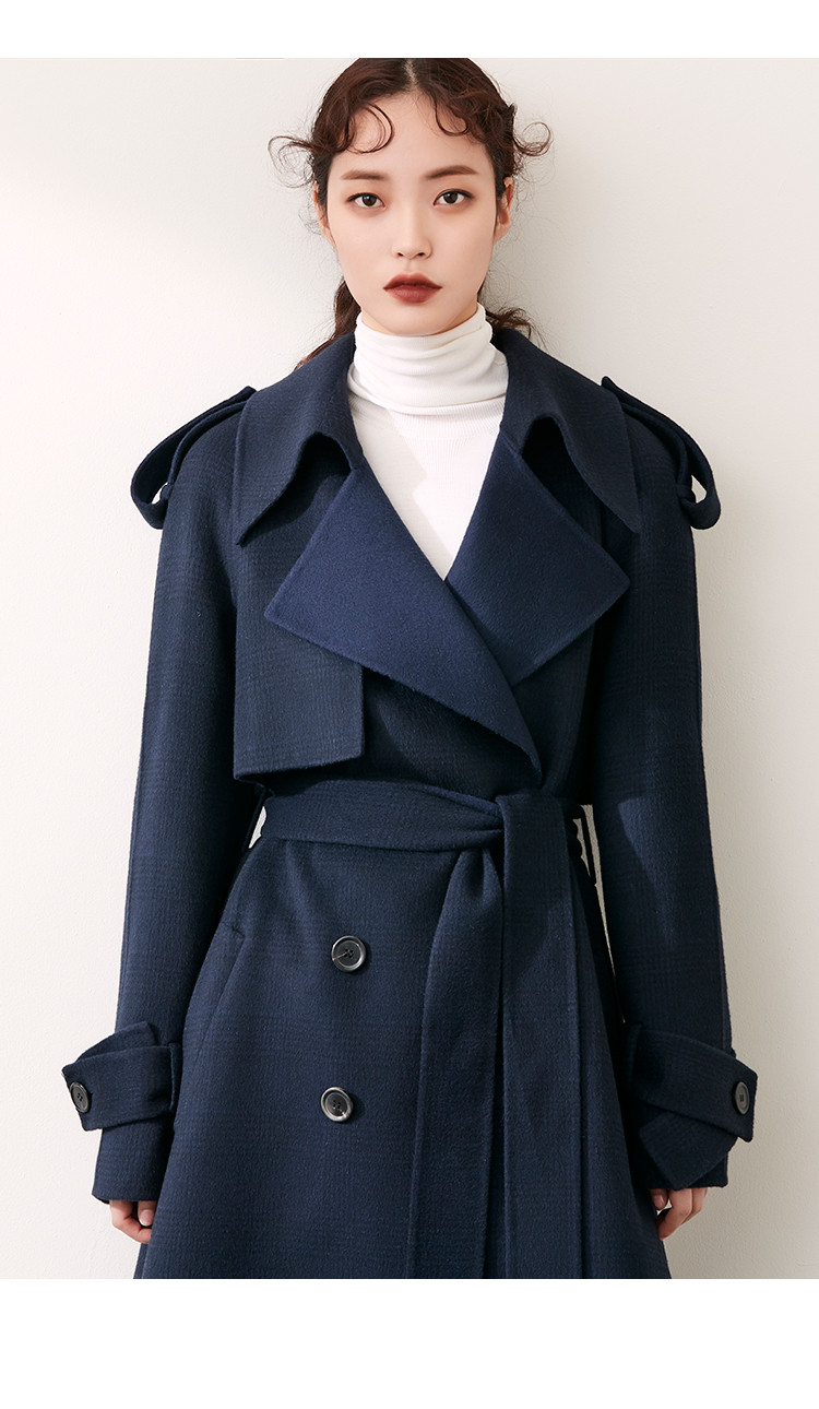 avouavou 女士藏蓝色羊毛大衣