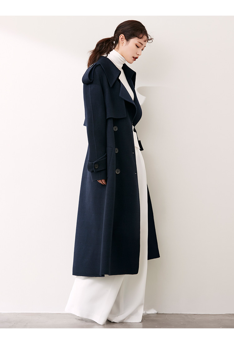 avouavou 女士藏蓝色羊毛大衣