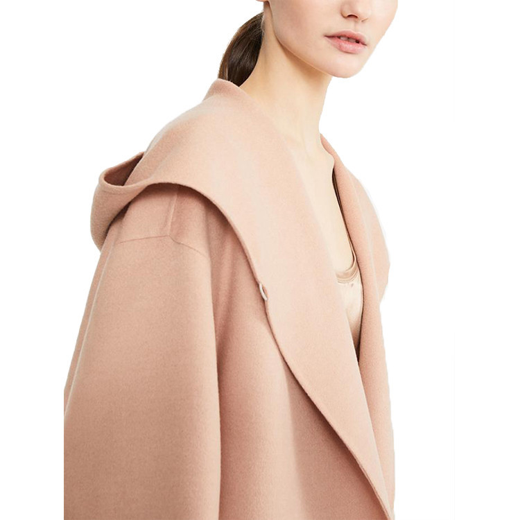 maxmara 【19年春夏】宽松剪裁纯驼绒连帽大衣 珊瑚粉色 pucci