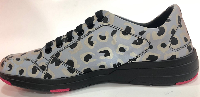 【瑕疵折扣】gucci 古驰 男士灰色豹纹休闲运动鞋 368485ksn001400