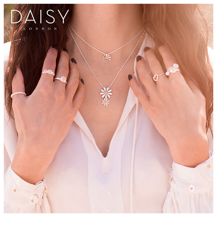 daisy london/daisy london 纯手工两朵复古小雏菊纯银项链