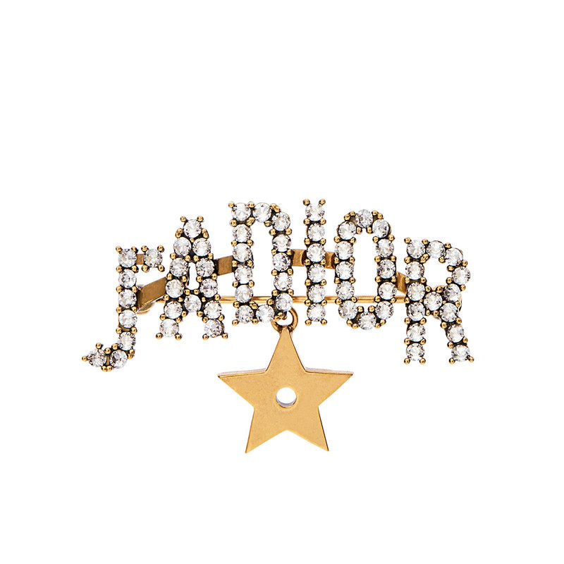 dior/迪奥 19春夏新款jadior星星镀金复古金属水晶胸针v0300adrcy