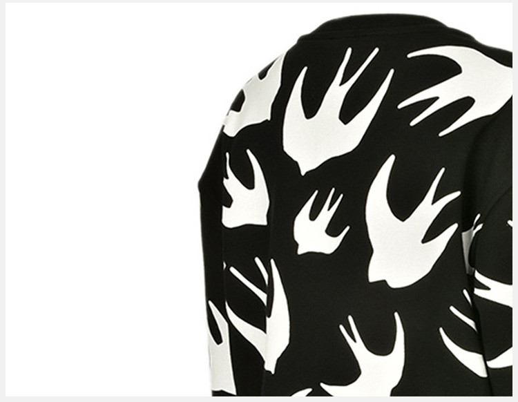 alexander mcqueen 亚历山大·麦昆 男士黑色纯棉燕子图案长袖休闲