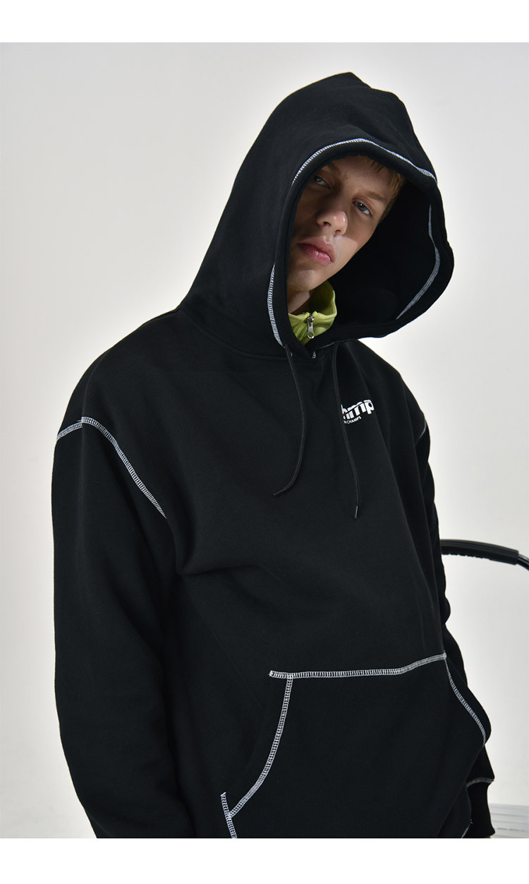 born champs/born champs cmps系列男女同款黑色连帽卫衣