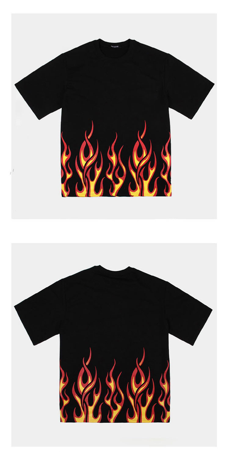 vtz 【男女同款】火焰图案男士短袖t恤 黑色 flame t-shirts