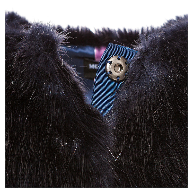 monnalisa/monnalisa 女童双色条带仿皮草波蕾若外套