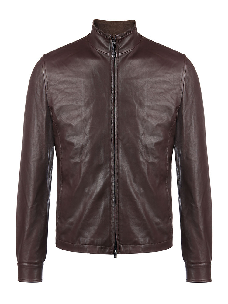 kiton/kiton 棕色拉链皮衣 男士皮衣 uw095247f6724