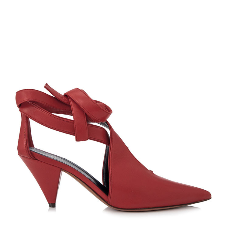 celine/赛琳 女士红色小羊皮脚踝绑带尖头 高跟鞋 323373lsvc27pe