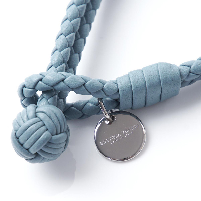 【包税】bottega veneta/葆蝶家 手工编织羊皮浅蓝色手绳手链 113546
