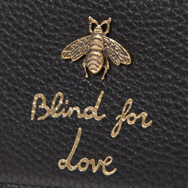 gucci/古驰黑色牛皮mini蜜蜂女士单肩包 498097 a7m0t 1000