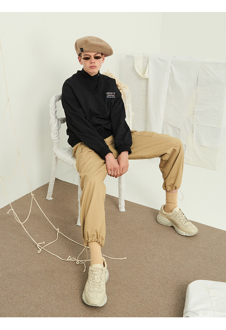 13month/13month string米色宽腿工装裤