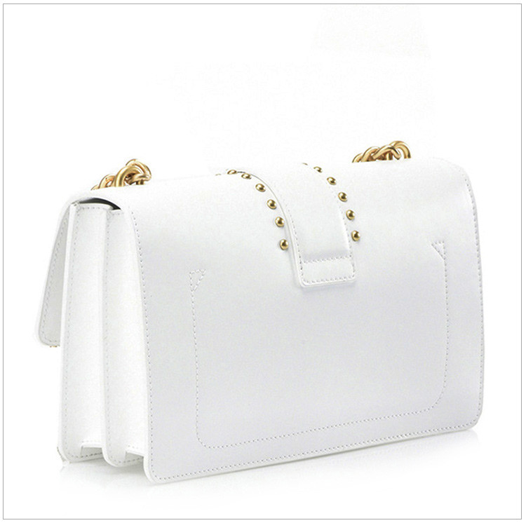 pinko(品高) 白色皮革珍珠菱格燕子包单肩斜挎包