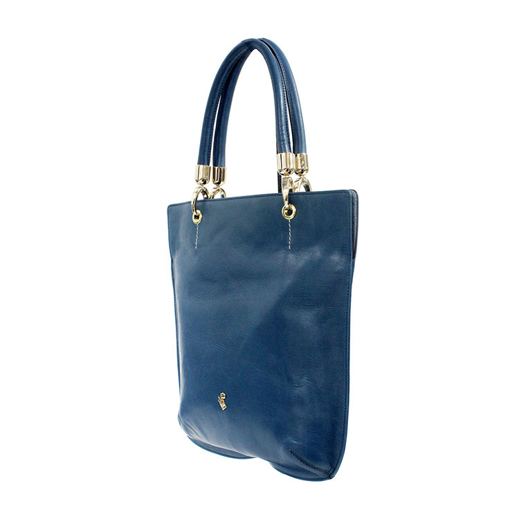 pelle borsa 深蓝色皮制金属扣手挽袋 co6673nv