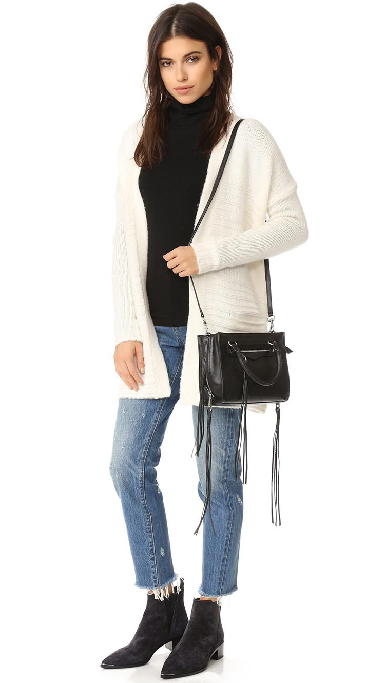 rebeccaminkoff/瑞贝卡·明可弗女士黑色牛皮regan手提包hs16eszx58