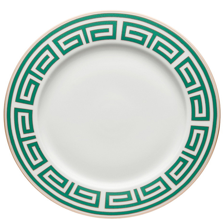richard ginori 陶瓷餐盘*6个 金边 长方形花纹 绿白拼色 直径:28cm