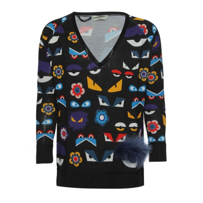 fendi(芬迪) 黑灰色印花男士针织衫/毛衣 意码40