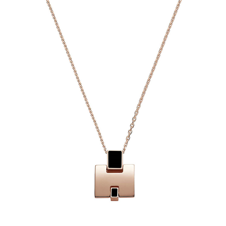 hermes/爱马仕 女士时尚字母h形状吊坠项链