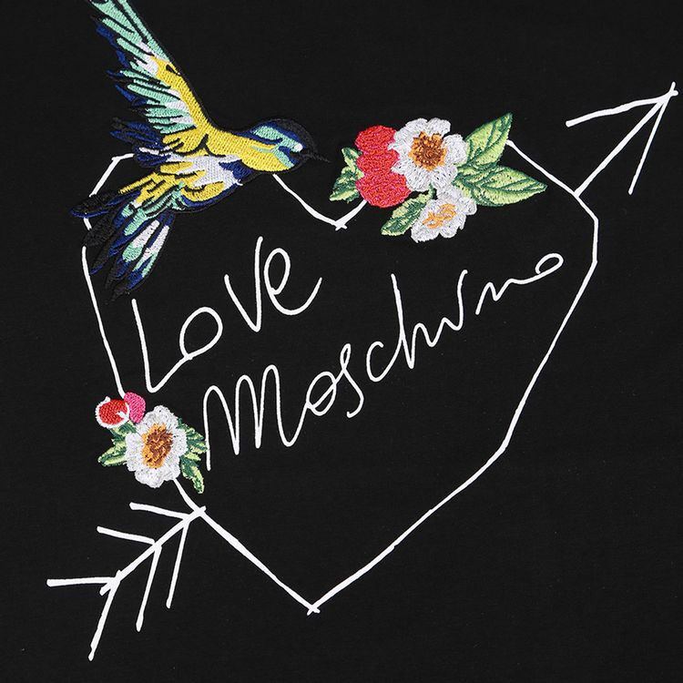 love moschino 女士黑色心形logo短袖t恤 0940mhw4f3035e1698