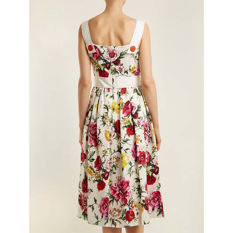 dolce&gabbana/杜嘉班纳 女士花朵图案织锦纽扣连衣裙f68g4t hsmp1ham