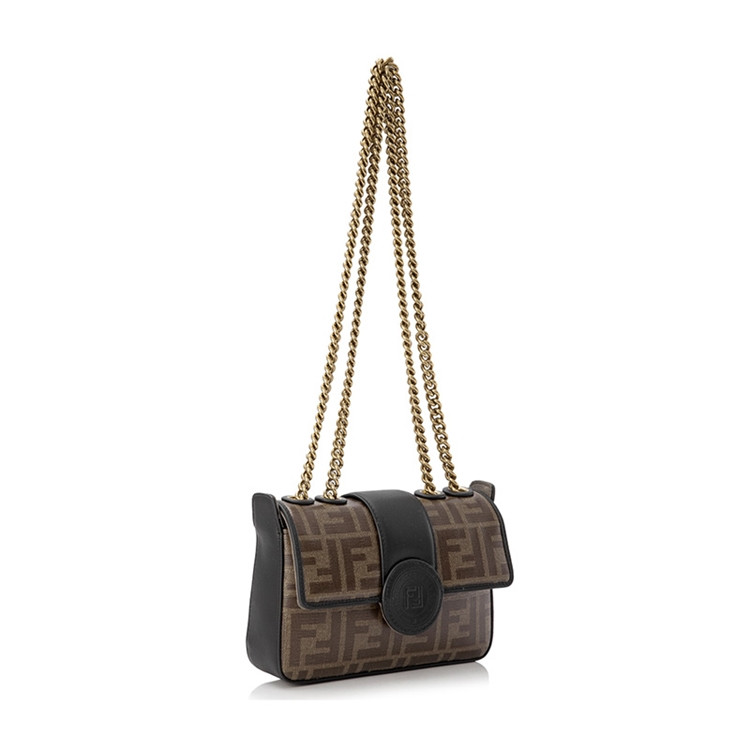 fendi/芬迪 mini double f女士帆布皮革链条单肩包 8bs01600a5k4f14rt