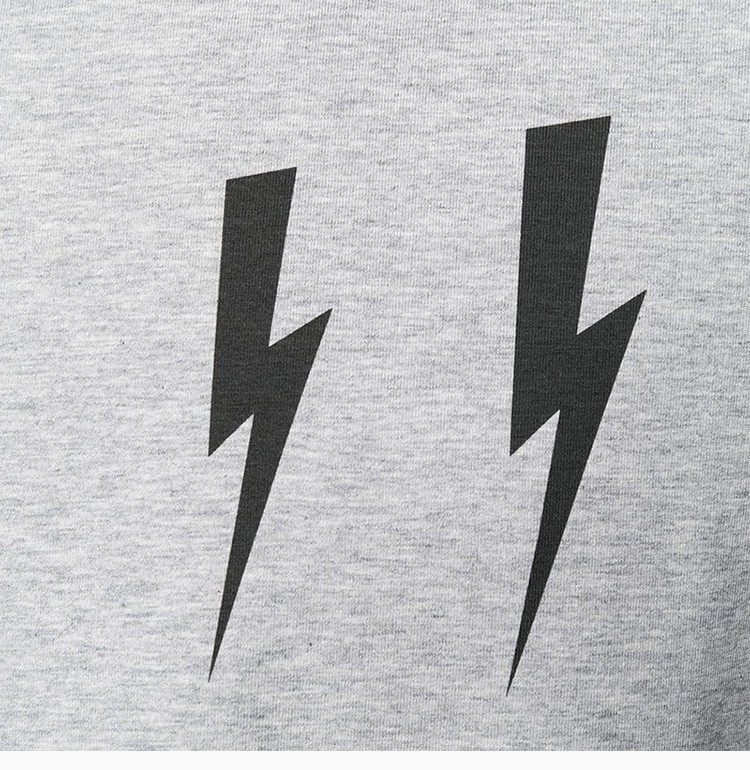 neil barrett/尼奥·贝奈特 19春夏 男士灰色棉质闪电图案圆领短袖