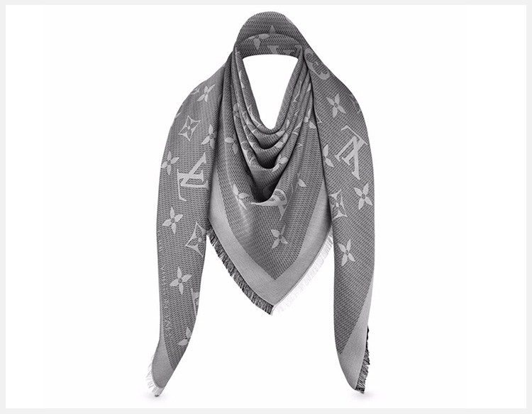 louis vuitton/路易威登 女士老花灰色羊毛披肩围巾