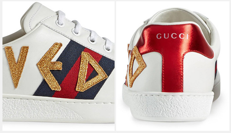 gucci/古驰 ace系列 男士白色运动鞋loved刺绣板鞋小白鞋男鞋