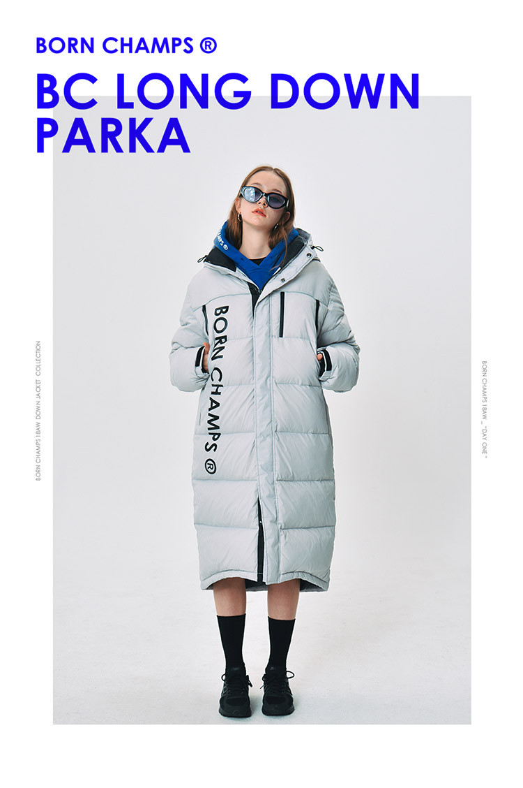 born champs/born champs bc long系列男女同款白色长款羽绒服