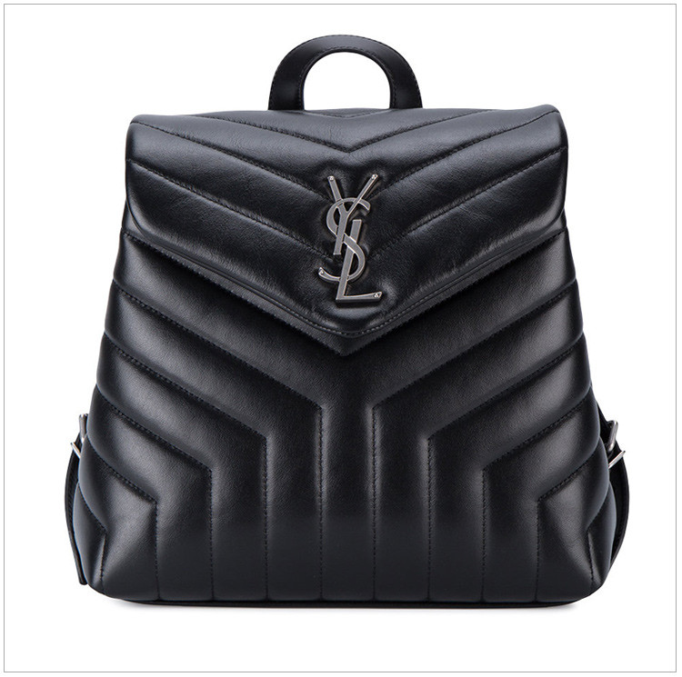 laurent paris 圣罗兰 monogram系列 女士黑色牛皮logo小号双肩包