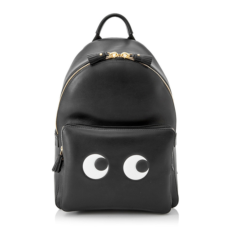 anya hindmarch/anya hindmarch 女士黑色迷你小牛皮双肩包