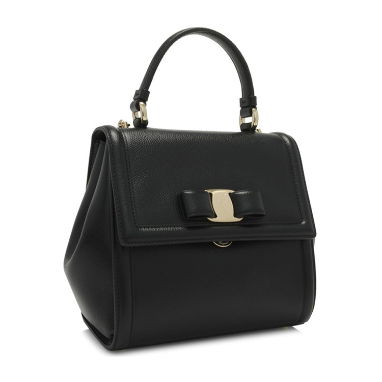 salvatore ferragamo/菲拉格慕女士茉莉花白carrie 18cm牛皮手提包21g