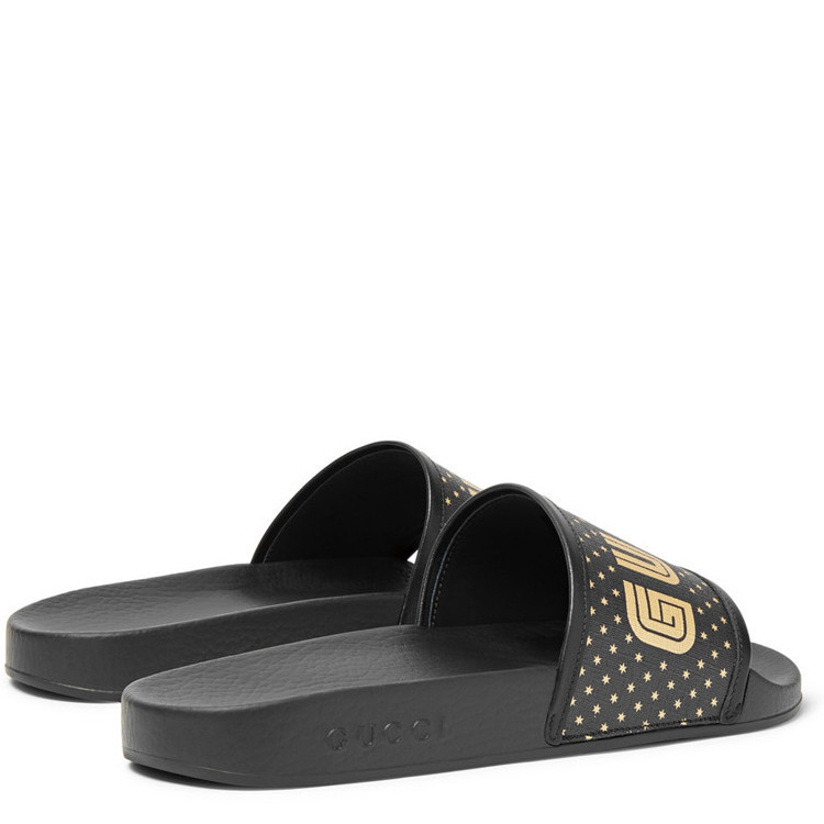 gucci/古驰黑色logo印花字母男士凉拖 5199829qr101085