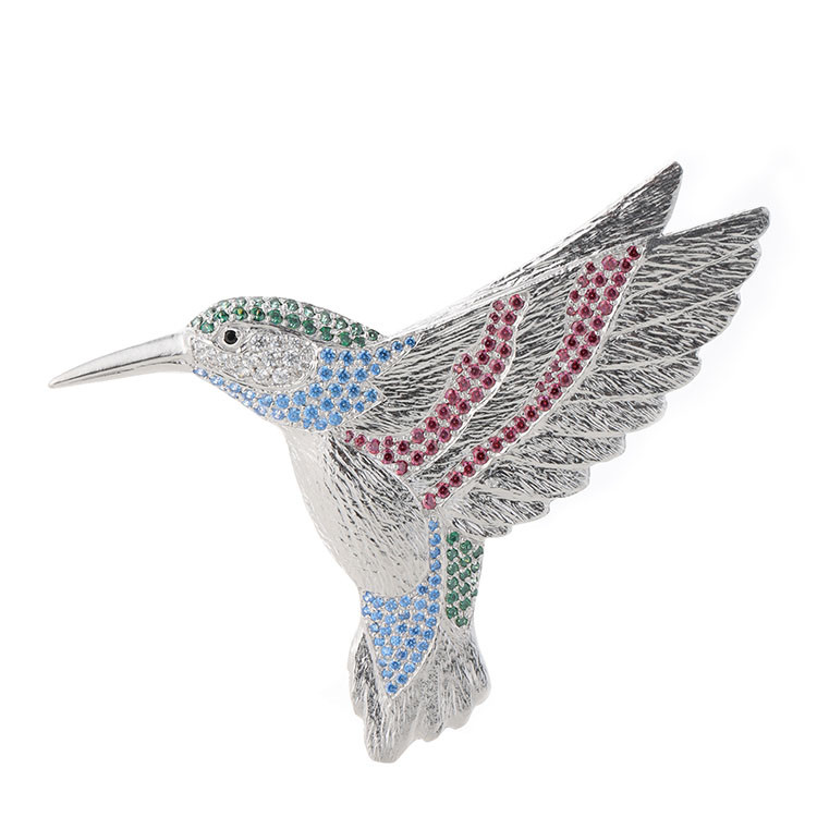 eunice j 银色 翠鸟形状 施华洛世奇水钻 胸针 b33w1b