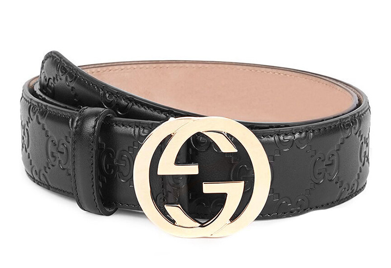 gucci/古驰 古奇腰带 黑色牛皮金头男士板扣式皮带 370543 cwc1g 1000