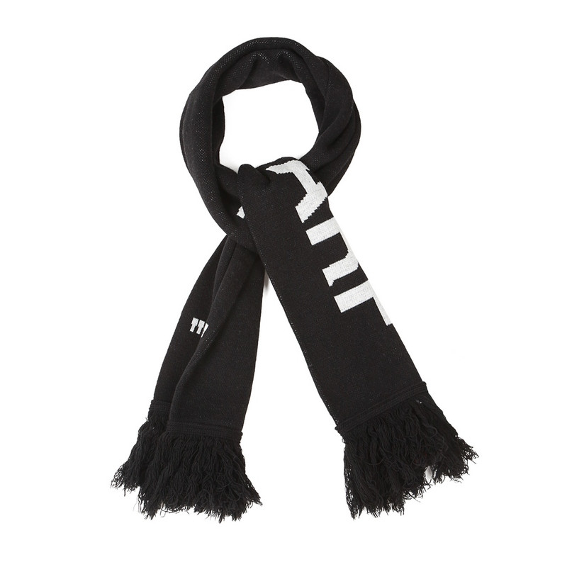 off-white/off-white 男士黑色字母logo流苏围巾 羊毛 omma001e1