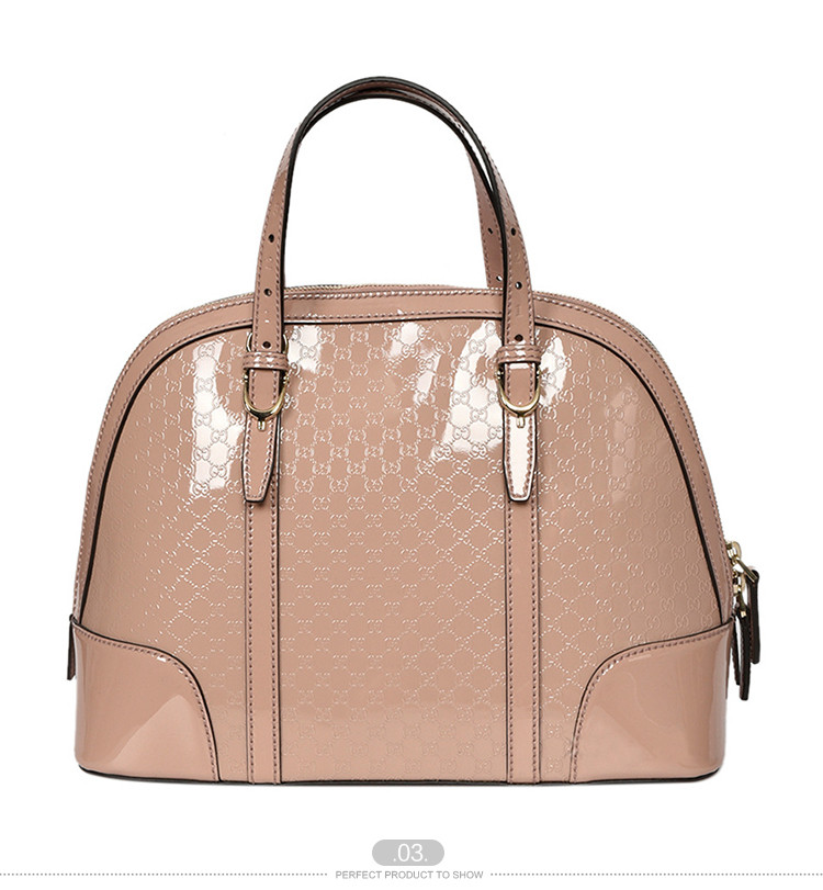 【包税】gucci/古驰 女士绛粉色logo漆皮提挎两用包 20170720绛粉色