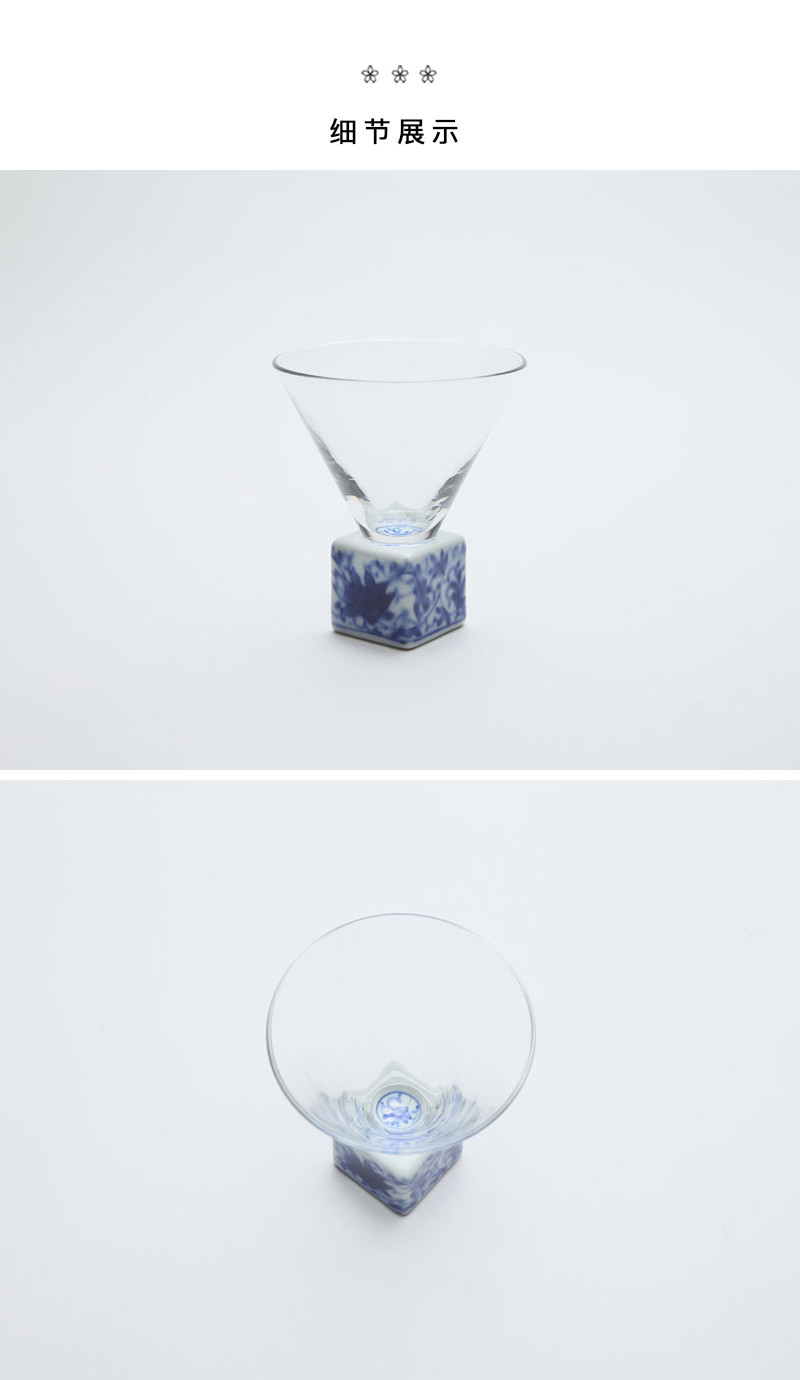 tenzou/転造 有田烧 传统中国蔓藤花纹系列 日本酒杯(四角)