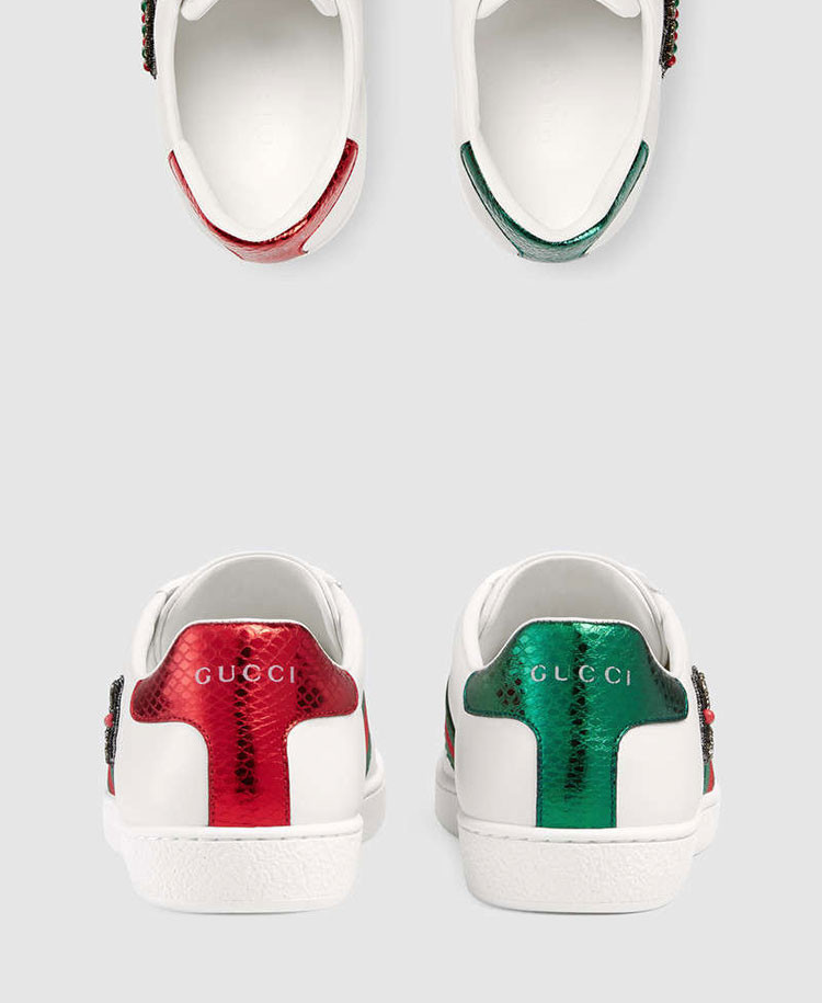 gucci古驰平跟鞋女士一箭穿心小白鞋472990a38g09064