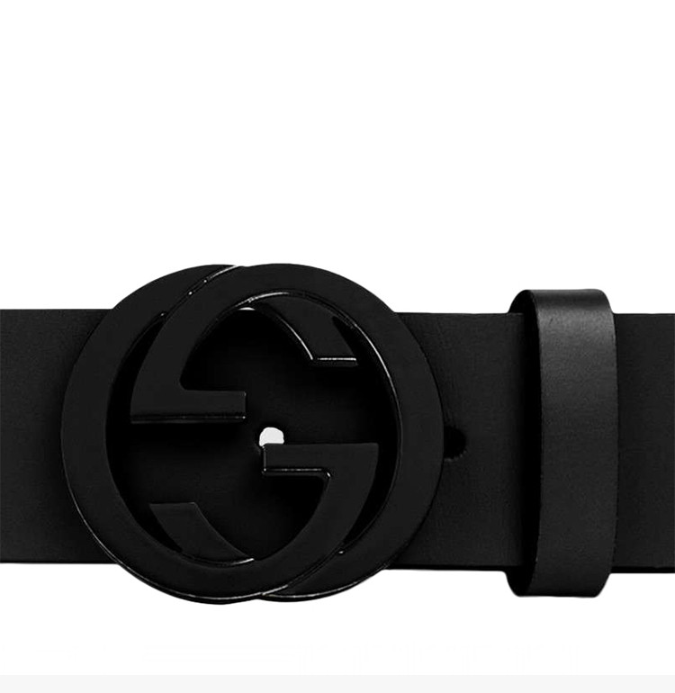 gucci/古驰 【19春夏新款】男士皮革黑色哑光双g板扣腰带皮带 368186
