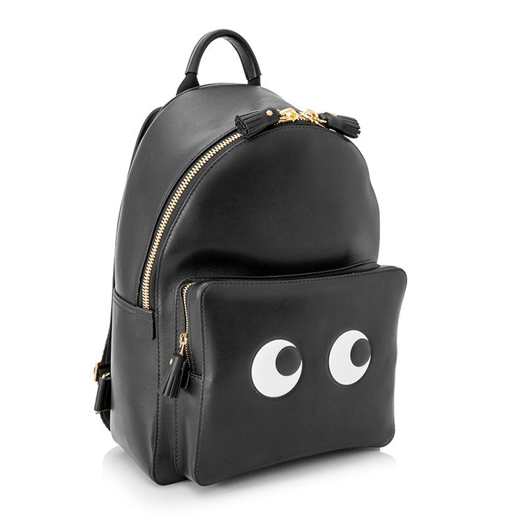 anya hindmarch/anya hindmarch 女士黑色迷你小牛皮双肩包