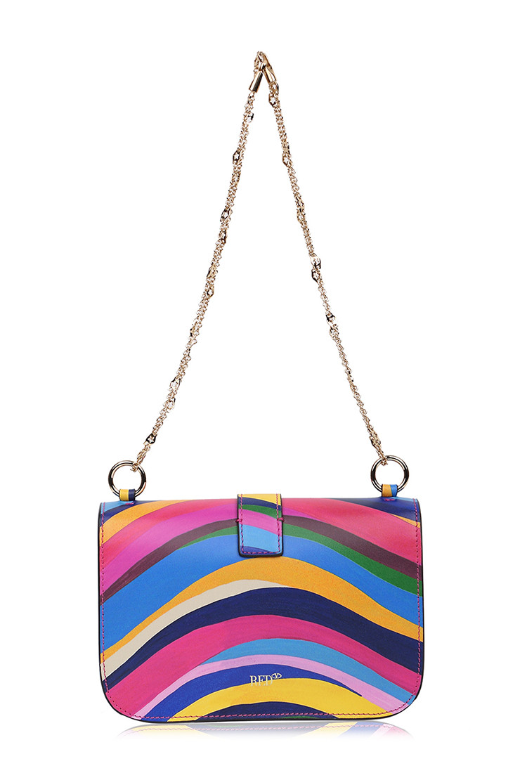 valentino/华伦天奴 女士彩虹印纹皮革单肩包