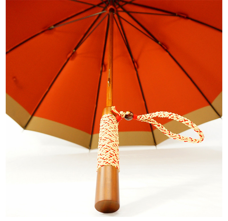 【MARUYASU丸安洋伞 晴雨伞】MARUYASU/丸安洋伞 雅樱 编绳直杆洋伞 米色/砖红【正品 价格 图片】 - 寺库网