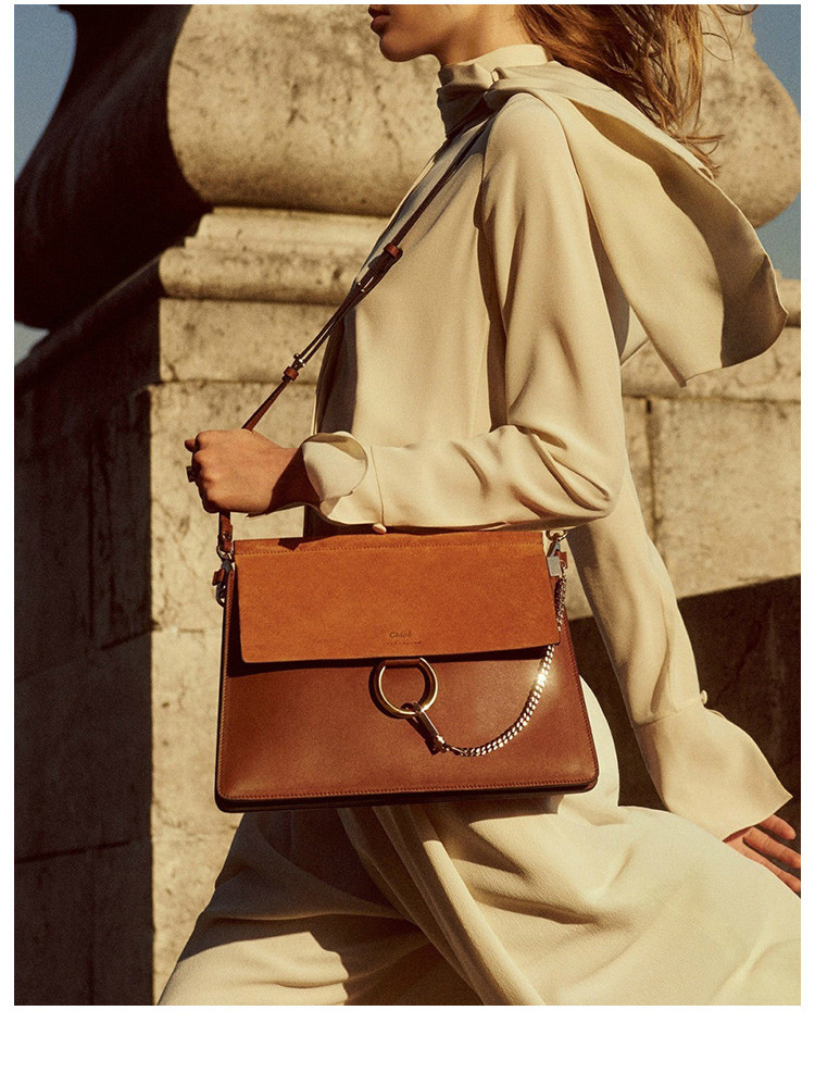 chloe蔻依中号faye明星同款焦糖色手拿斜挎包