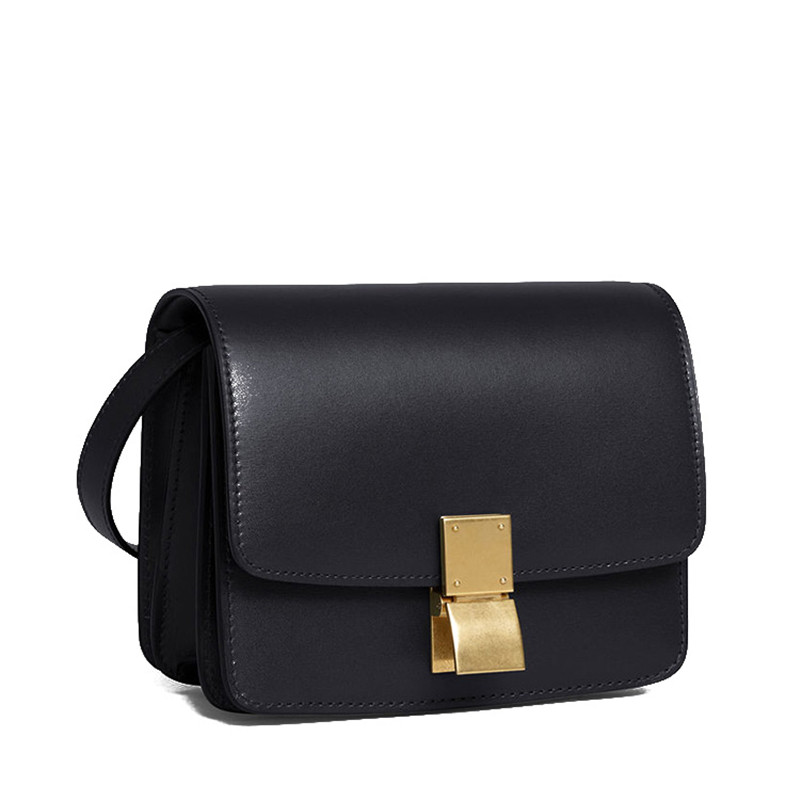 【包税】celine/赛琳 经典款box女士小号黑色牛皮金扣单肩手拿包 (6色