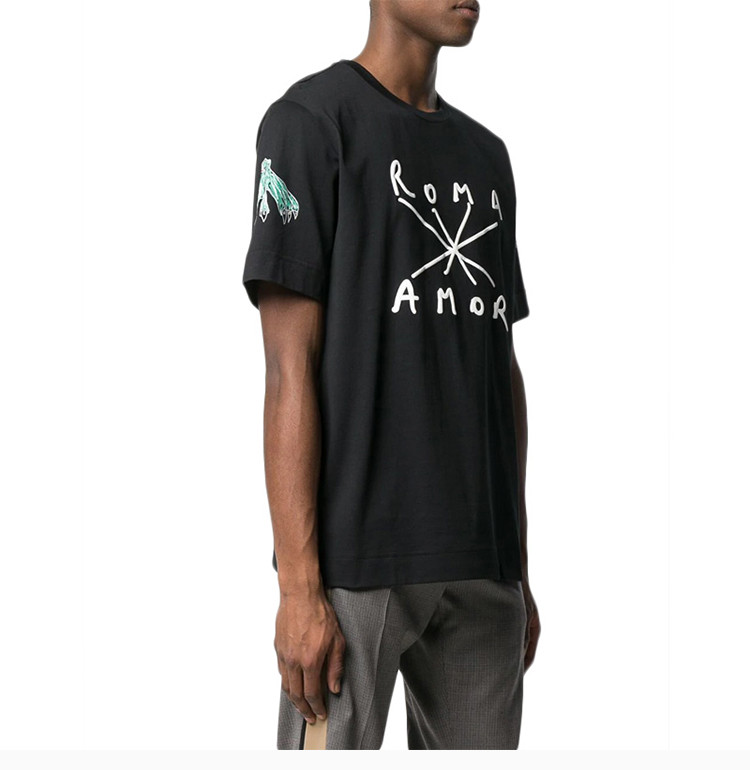 fendi 芬迪 19春夏 男士黑色棉质字母印花圆领短袖半袖t恤